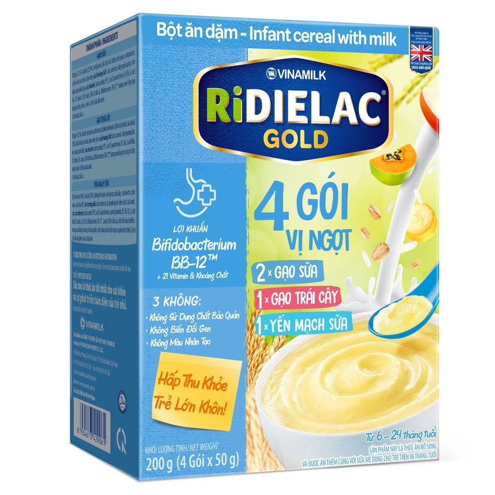 Bột dinh dưỡng Ridielac 4 gói 3 vị ngọt