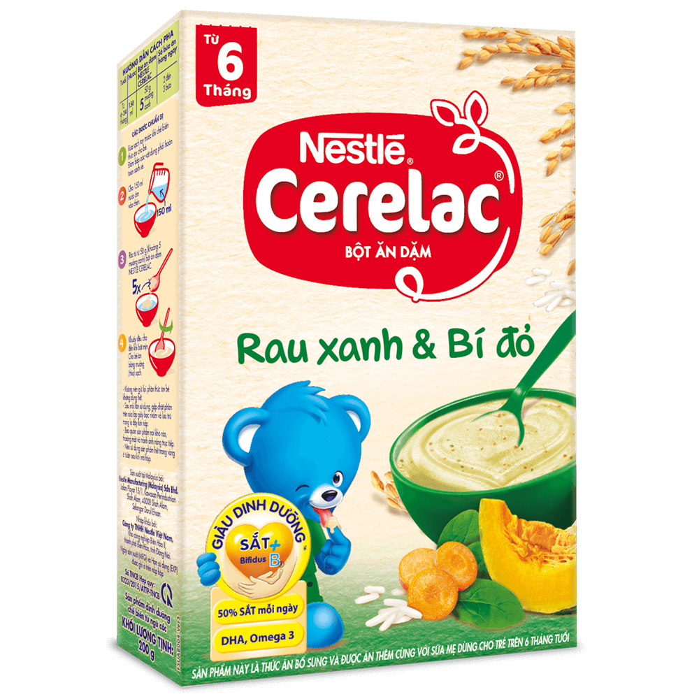 Nestle Cerelac rau xanh và bí đỏ